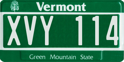 VT license plate XVY114