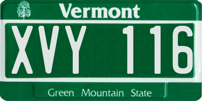 VT license plate XVY116