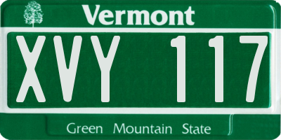VT license plate XVY117