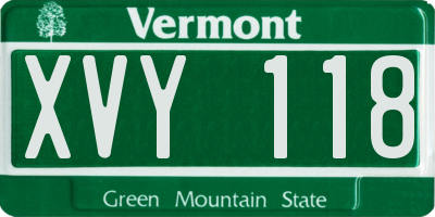 VT license plate XVY118