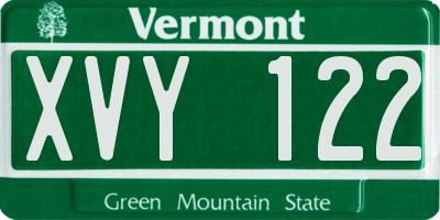 VT license plate XVY122