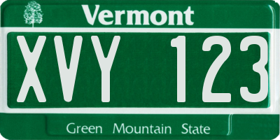 VT license plate XVY123