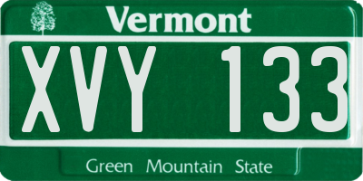 VT license plate XVY133