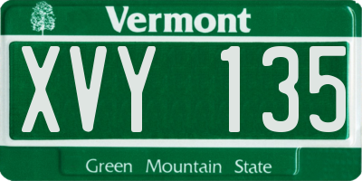 VT license plate XVY135