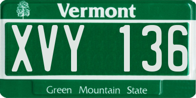 VT license plate XVY136