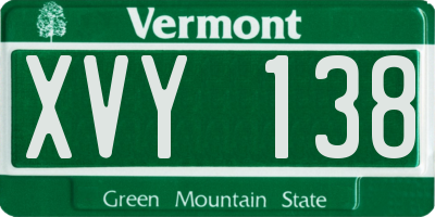 VT license plate XVY138