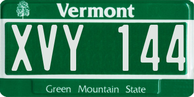 VT license plate XVY144