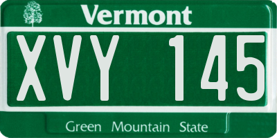 VT license plate XVY145