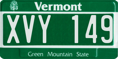 VT license plate XVY149