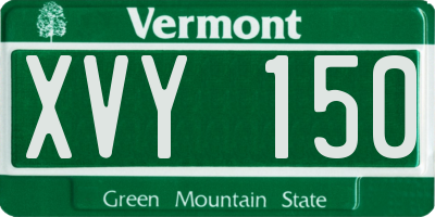 VT license plate XVY150