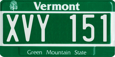 VT license plate XVY151