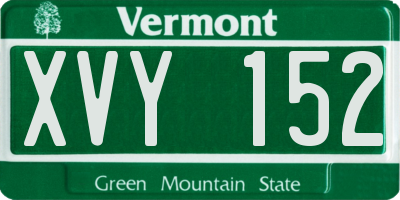 VT license plate XVY152