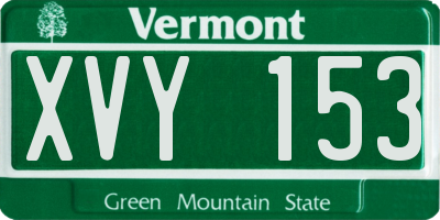 VT license plate XVY153