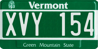 VT license plate XVY154