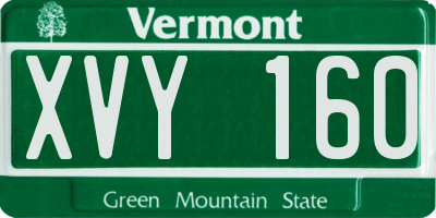 VT license plate XVY160