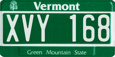 VT license plate XVY168
