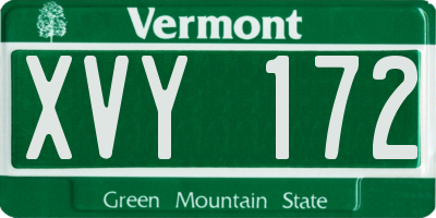 VT license plate XVY172