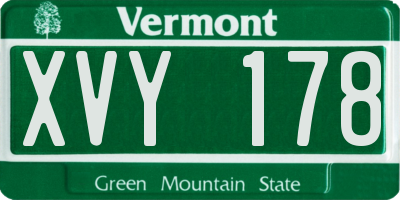 VT license plate XVY178