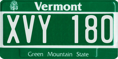 VT license plate XVY180