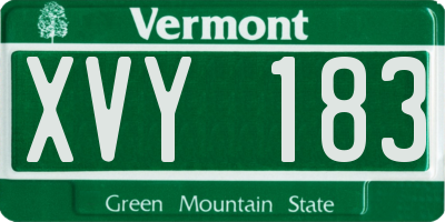 VT license plate XVY183