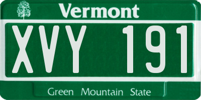 VT license plate XVY191
