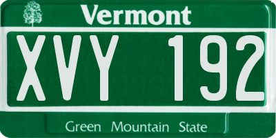VT license plate XVY192