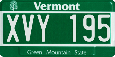 VT license plate XVY195
