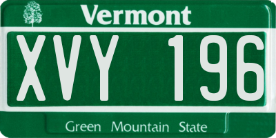 VT license plate XVY196