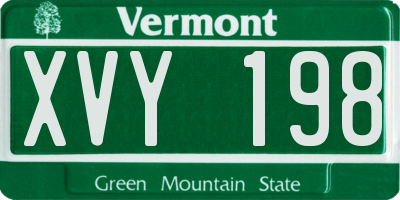 VT license plate XVY198