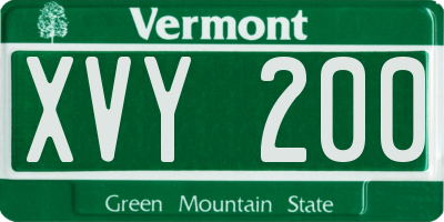 VT license plate XVY200