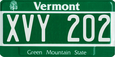 VT license plate XVY202
