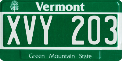 VT license plate XVY203