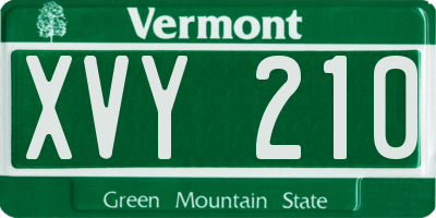 VT license plate XVY210