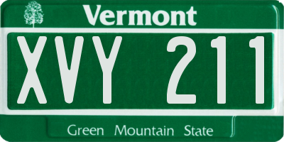 VT license plate XVY211
