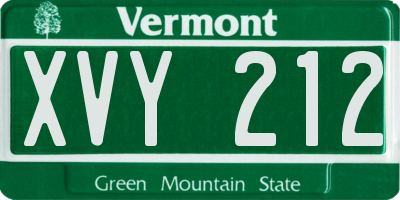 VT license plate XVY212