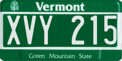 VT license plate XVY215