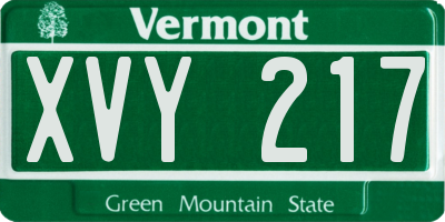 VT license plate XVY217