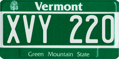 VT license plate XVY220