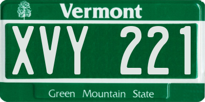 VT license plate XVY221