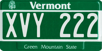 VT license plate XVY222