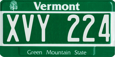 VT license plate XVY224