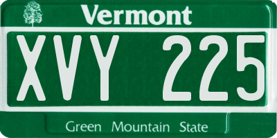 VT license plate XVY225