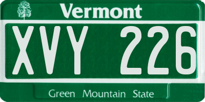 VT license plate XVY226