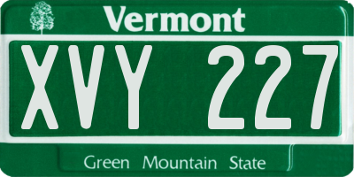 VT license plate XVY227