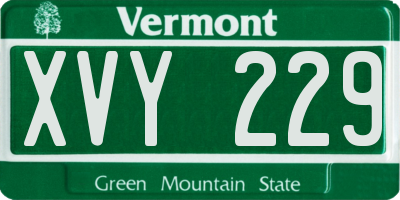 VT license plate XVY229