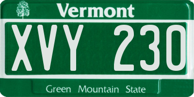 VT license plate XVY230