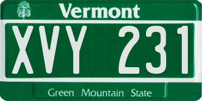 VT license plate XVY231