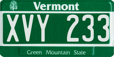 VT license plate XVY233