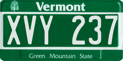 VT license plate XVY237