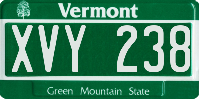 VT license plate XVY238